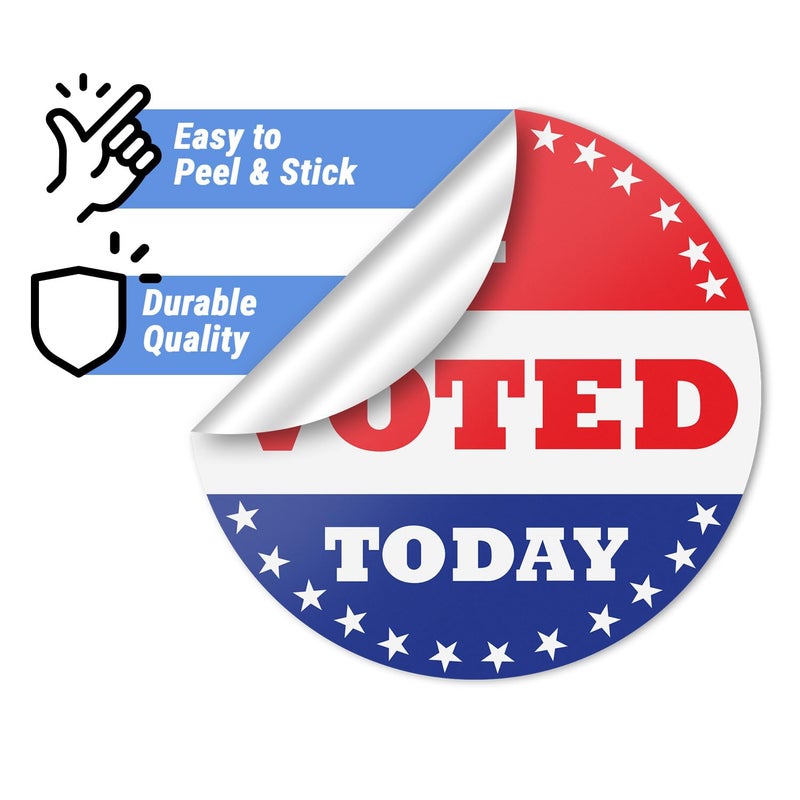 OfficeSmartLabels 300 Labels - I Voted Today Stickers with American Flag - 2 inch, Round, Circle Dot - I Voted Stickers - Red, White & Blue - Fabric Friendly, Pressure Sensitive Self-Adhesive - Image 3